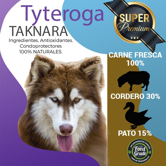 pienso para perros sin cereales tyteroga, taknara solo ingredientes naturales